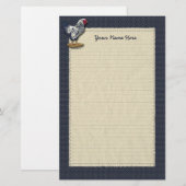 銀によってひもで締められるWyandotteのオンドリのデニム 便箋 (正面/裏面)
