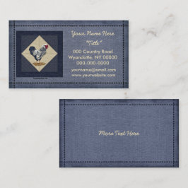 銀によってひもで締められるWyandotteのオンドリのデニム 名刺