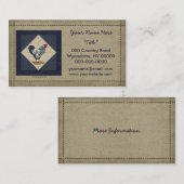 銀によってひもで締められるWyandotteのオンドリのデニム 名刺 (正面/裏面)