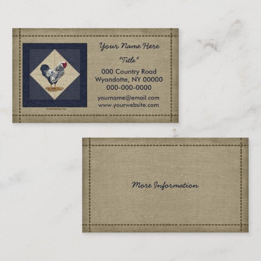 銀によってひもで締められるWyandotteのオンドリのデニム 名刺 (正面/裏面)