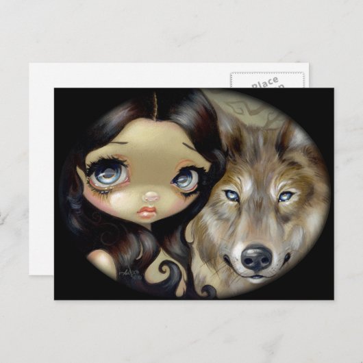 "銀によって注目されるオオカミ"の郵便はがき ポストカード (正面/裏面)