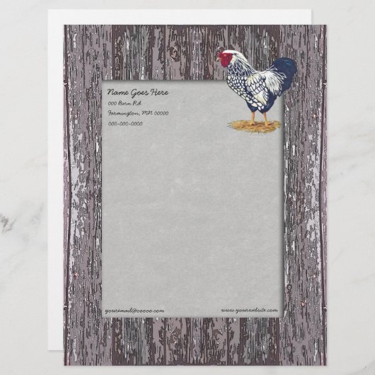 銀によってWyandotteのひもで締められるオンドリ レターヘッド (正面/裏面)