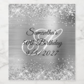 銀のきらめくゴージャス箔 50歳の誕生日 ワインラベル (シングルラベル)