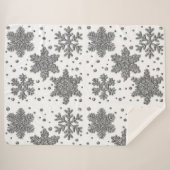 銀のきらめくティンセル雪の休日パターン シェルパブランケット (正面(横))