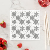 銀のきらめくティンセル雪の休日パターン スタンダードランチョンナプキン (インサイチュ)