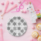 銀のきらめくティンセル雪の休日パターン ペーパープレート (パーティー)