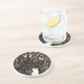 銀のすくい上げ写真付きの焙煎コーヒー豆 コースター (側面)