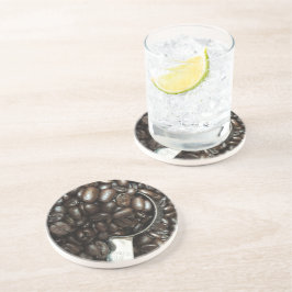 銀のすくい上げ写真付きの焙煎コーヒー豆 コースター