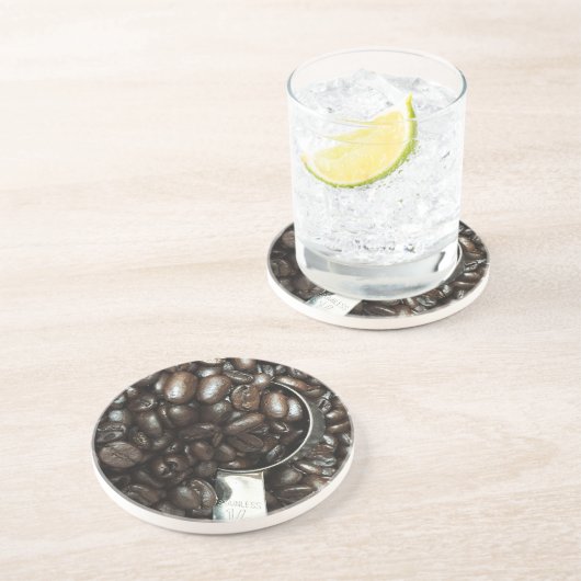 銀のすくい上げ写真付きの焙煎コーヒー豆 コースター (側面)