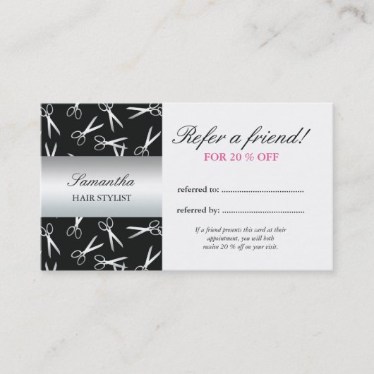 銀のはさみは|友人を参照します 紹介カード (正面)