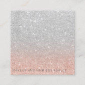 銀のばら色の金ゴールドのグリッターのグラデーションな化粧のプロフェッショナル スクエア名刺 (正面)