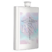 銀のようなRNカドゥセウス医療マザーパール フラスク (右)