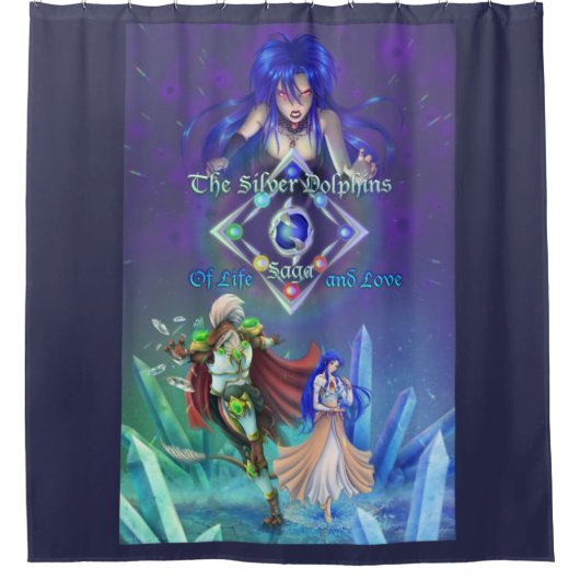 銀のイルカ佐賀:生と愛 シャワーカーテン (正面)