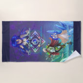 銀のイルカ佐賀：生と愛 ビーチタオル (正面)