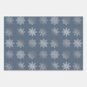 銀のエレガントクリスマスの雪片パターン ラッピングペーパーシート (正面2)