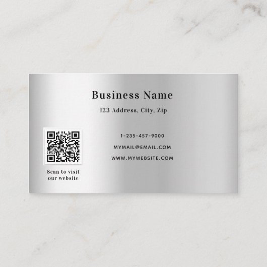 銀のエレガントqrコード 割引カード (裏面)