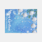 銀のオーナメントと星のクリスマスの冬 フリースブランケット (正面(横))
