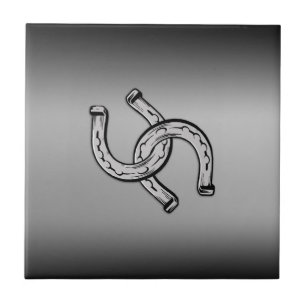 銀のグラデーションの馬蹄鉄 タイル