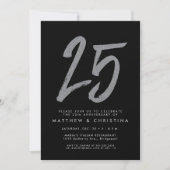 銀のグリッターが輝く25周年パーティーの招待状 招待状 (正面)