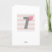 銀のグリッターとピンクの7歳の誕生日 カード (裏面)