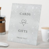 銀のグリッターカード ギフト パーティー 台座サイン (インサイチュ)