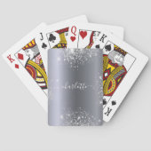 銀のグリッター名前スクリプト トランプ (裏面)