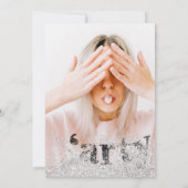 銀のグリッター文字ピンクの写真 卒業式 招待状 (裏面)