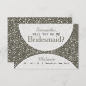 銀のグリッター　あなたは私のブライズメイドになってくれますか 招待状 (正面/裏面)
