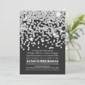 銀のグリッター ストリング ライト ウェディング 招待状 (スタンド正面)