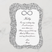 銀のグリッター 銀のインフィニティ メイド・オブ・オナー カード (正面/裏面)