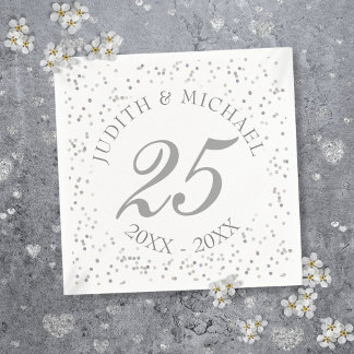 銀のスターダストの紙吹雪で25周年記念の結婚式を祝おう スタンダードカクテルナプキン