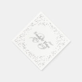 銀のスターダストの紙吹雪で25周年記念結婚式をお祝い スタンダードカクテルナプキン (角)