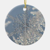 銀のスノーフレークのクリスマスオーナメント セラミックオーナメント (正面)