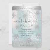 銀のスノーフレーク企業のクリスマスパーティー 招待状 (正面)