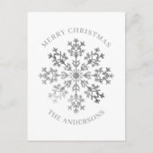 銀のスノーフレーク・クリスマス ポストカード (正面)