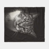 銀のタビー猫 フリースブランケット (正面(横))