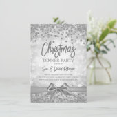 銀のダイヤモンドがきらきらと輝くリボン クリスマスの休暇 招待状 (スタンド正面)