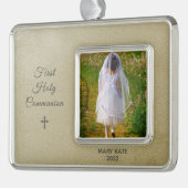 銀のトリム付き初の聖餐金ゴールド シルバープレートフレームオーナメント (左)