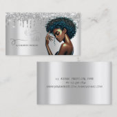 銀のハサミ アフロアメリカ人女性 グリッター ドリップス 名刺 (正面/裏面)