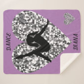 銀のハートとパープルダンスきらめくブランケット。 シェルパブランケット (正面(横))