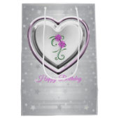 銀のハートと紫の花 ミディアムペーパーバッグ (裏面)