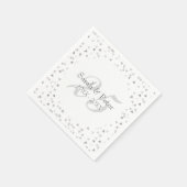 銀のハートの紙吹雪 25回目の結婚記念日 スタンダードカクテルナプキン (角)