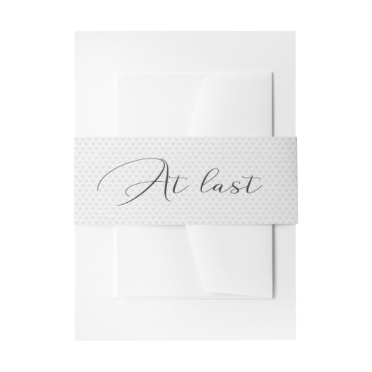 銀のハートの"Wedding AT LAST" スクリプト 招待状ベリーバンド (正面例)