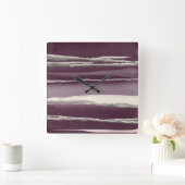 銀のバラの紫色の抽象芸術のプリント スクエア壁時計 (ホーム)