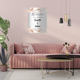 銀のバラ結婚金ゴールド大理石静脈へようこそ ポスター