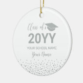 銀のパーソナライズされた卒業式ギフトクリスマス セラミックオーナメント (左)