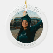 銀のパーソナライズされた卒業式ギフトクリスマス セラミックオーナメント (裏面)