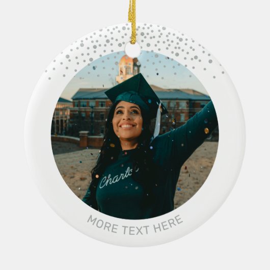 銀のパーソナライズされた卒業式ギフトクリスマス セラミックオーナメント (裏面)