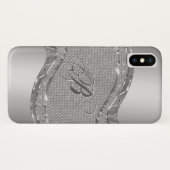 銀のフェイクメタリックな外観とダイヤモンドのアクセント Case-Mate iPhoneケース (裏面(横))