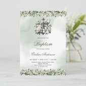 銀のフローラエレガントは白いライリーのバプテスマ 招待状 (スタンド正面)